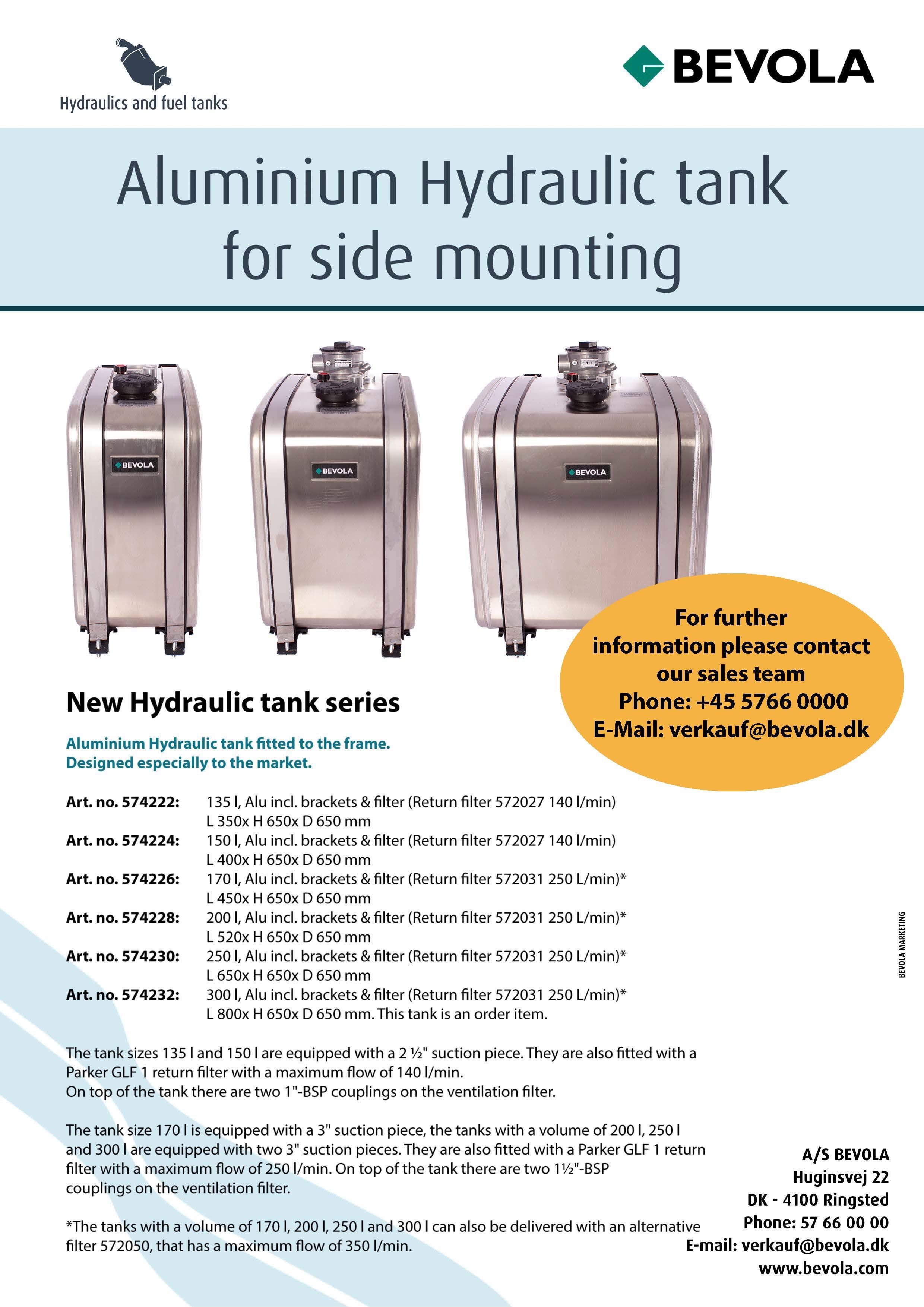 Hydraulic tank in aluminium